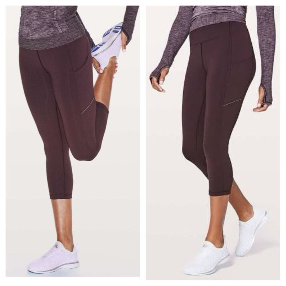 RARE EUC Lululemon Speed Up Crop 21" Black Cherry leggings size 4 Y2K Athleisure - Picture 2 of 6